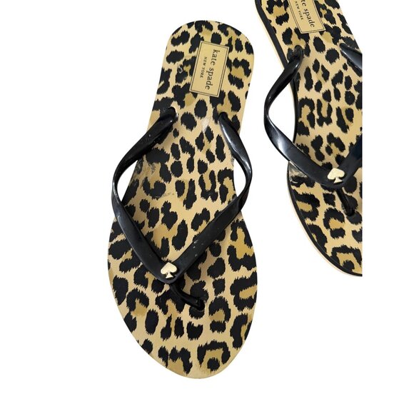 KATE SPADE Black Leopard Print Flip Flops Sandals Size Medium - 7/8 NEW NWOT - Picture 5 of 7